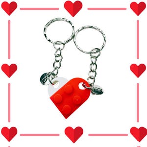 Valentine&#39;s Day Initial Heart Keychain Set, Personalized Couple Boyfriend Girlfriend Gift, Matching keychains for her, for him, Couple Gift