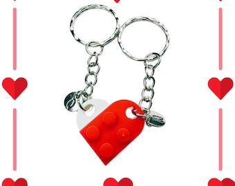 Valentine's Day Initial Heart Keychain Set, Personalized Couple Boyfriend Girlfriend Gift, Matching keychains for her, for him, Couple Gift