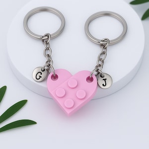 Initial Heart Keychain Set, Personalized Couple Boyfriend Girlfriend Gift, Matching keychains for her, for him, Friend Gift, Couple Gift
