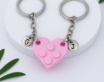 Initial Heart Keychain Set, Personalized Couple Boyfriend Girlfriend Gift, Matching keychains for her, for him, Friend Gift, Couple Gift