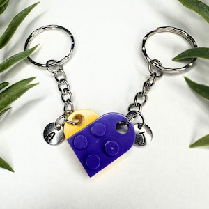Heart Keychain Set, INITIALS Matching keychains, Couples Gift Best Friends, Personalized Couple Boyfriend Girlfriend Gift,  Friend Gift