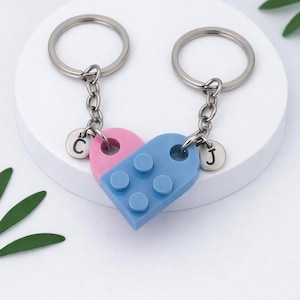 Initial Heart Keychain Set, Personalized Couple Boyfriend Girlfriend Gift, Matching keychains for her, for him, Friend Gift, Couple Gift