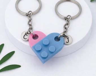 Initial Heart Keychain Set, Personalized Couple Boyfriend Girlfriend Gift, Matching keychains for her, for him, Friend Gift, Couple Gift