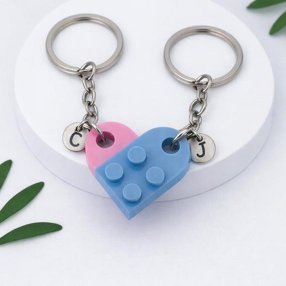 Initial Heart Keychain Set, Personalized Couple Boyfriend Girlfriend Gift, Matching keychains for her, for him, Friend Gift, Couple Gift
