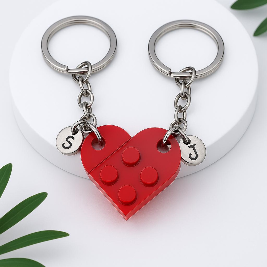 Initial Heart Keychain Set, Personalized Couple Boyfriend Girlfriend ...
