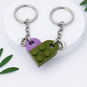 Initial Heart Keychain Set, Personalized Couple Boyfriend Girlfriend Gift, Matching keychains for her, for him, Friend Gift, Couple Gift