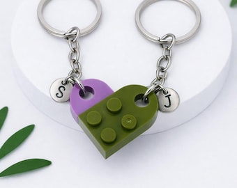 Initial Heart Keychain Set, Personalized Couple Boyfriend Girlfriend Gift, Matching keychains for her, for him, Friend Gift, Couple Gift
