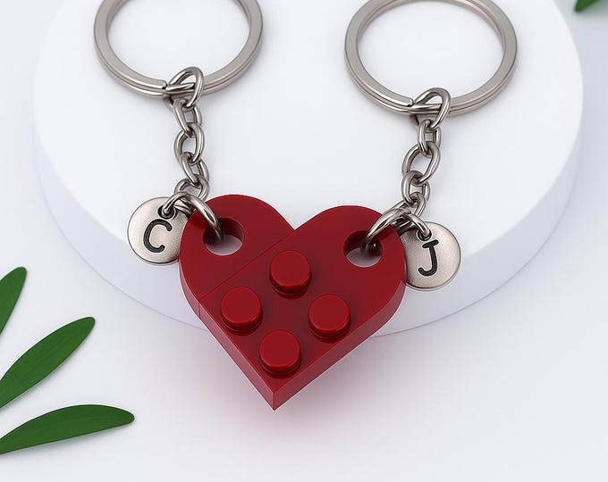 Initial Heart Keychain Set, Personalized Couple Boyfriend Girlfriend Gift, Matching keychains for her, for him, Friend Gift, Couple Gift