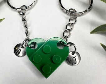 Heart Keychain Set, INITIALS Matching keychains, Couples Gift Best Friends, Personalized Couple Boyfriend Girlfriend Gift,  Friend Gift