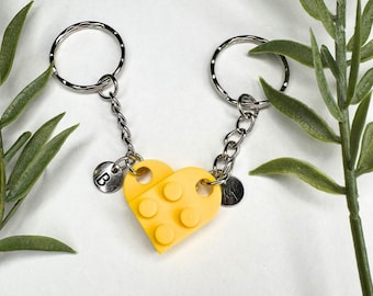 Initial Heart Keychain Set, Personalized Couple Boyfriend Girlfriend Gift, Matching keychains for her, for him, Friend Gift, Couple Gift
