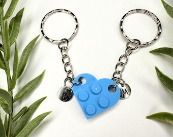 Initial Heart Keychain Set, Personalized Couple Boyfriend Girlfriend Gift, Matching keychains for her, for him, Friend Gift, Couple Gift