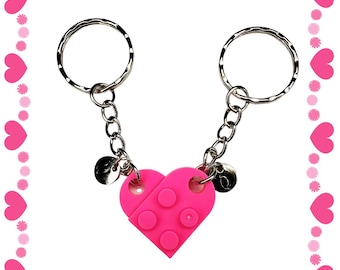 Valentine's Day Initial Heart Keychain Set, Personalized Couple Boyfriend Girlfriend Gift, Matching keychains for her, for him, Couple Gift