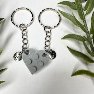 Initial Heart Keychain Set, Personalized Couple Boyfriend Girlfriend Gift, Matching keychains for her, for him, Friend Gift, Couple Gift