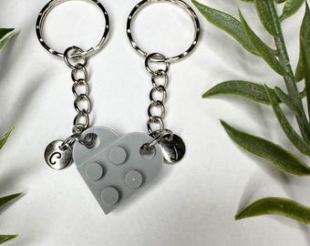 Initial Heart Keychain Set, Personalized Couple Boyfriend Girlfriend Gift, Matching keychains for her, for him, Friend Gift, Couple Gift