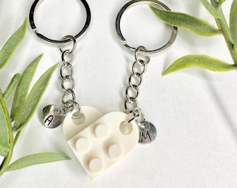 Heart Keychain Set, INITIALS Matching keychains, Couples Gift Best Friends, Personalized Couple Boyfriend Girlfriend Gift,  Friend Gift