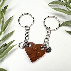 Heart Keychain Set, INITIALS Matching keychains, Couples Gift Best Friends, Personalized Couple Boyfriend Girlfriend Gift,  Friend Gift