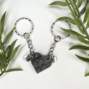 Heart Keychain Set, INITIALS Matching keychains, Couples Gift Best Friends, Personalized Couple Boyfriend Girlfriend Gift,  Friend Gift