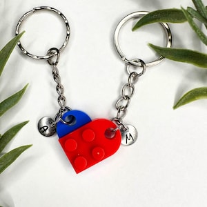 Initial Heart Keychain Set, Personalized Couple Boyfriend Girlfriend Gift, Matching keychains for her, for him, Friend Gift, Couple Gift