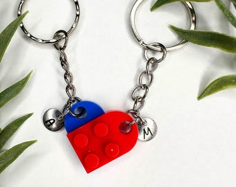 Initial Heart Keychain Set, Personalized Couple Boyfriend Girlfriend Gift, Matching keychains for her, for him, Friend Gift, Couple Gift