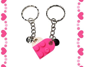 Valentine's Day Initial Heart Keychain Set, Personalized Couple Boyfriend Girlfriend Gift, Matching keychains for her, for him, Couple Gift