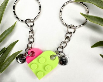 Initial Heart Keychain Set, Personalized Couple Boyfriend Girlfriend Gift, Matching keychains for her, for him, Friend Gift, Couple Gift