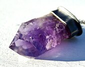 big amethyst pendant black silver necklace amethyst, raw stone pendant for men, Dragon Tooth pendant, men crystal pendant amethyst crystal