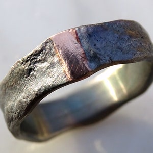 mens wedding band gold, viking engagement ring mens, viking wedding ring gold silver molten ring, woodland wedding ring gift for men image 8