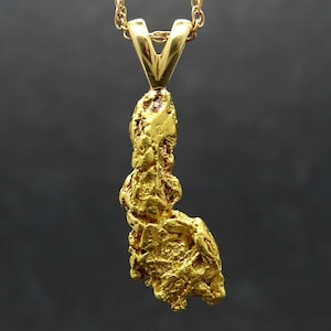 big gold nugget pendant, mens gold nugget necklace, real gold nugget pendant, Alaska gold nugget necklace, gold rush pendant gift for him