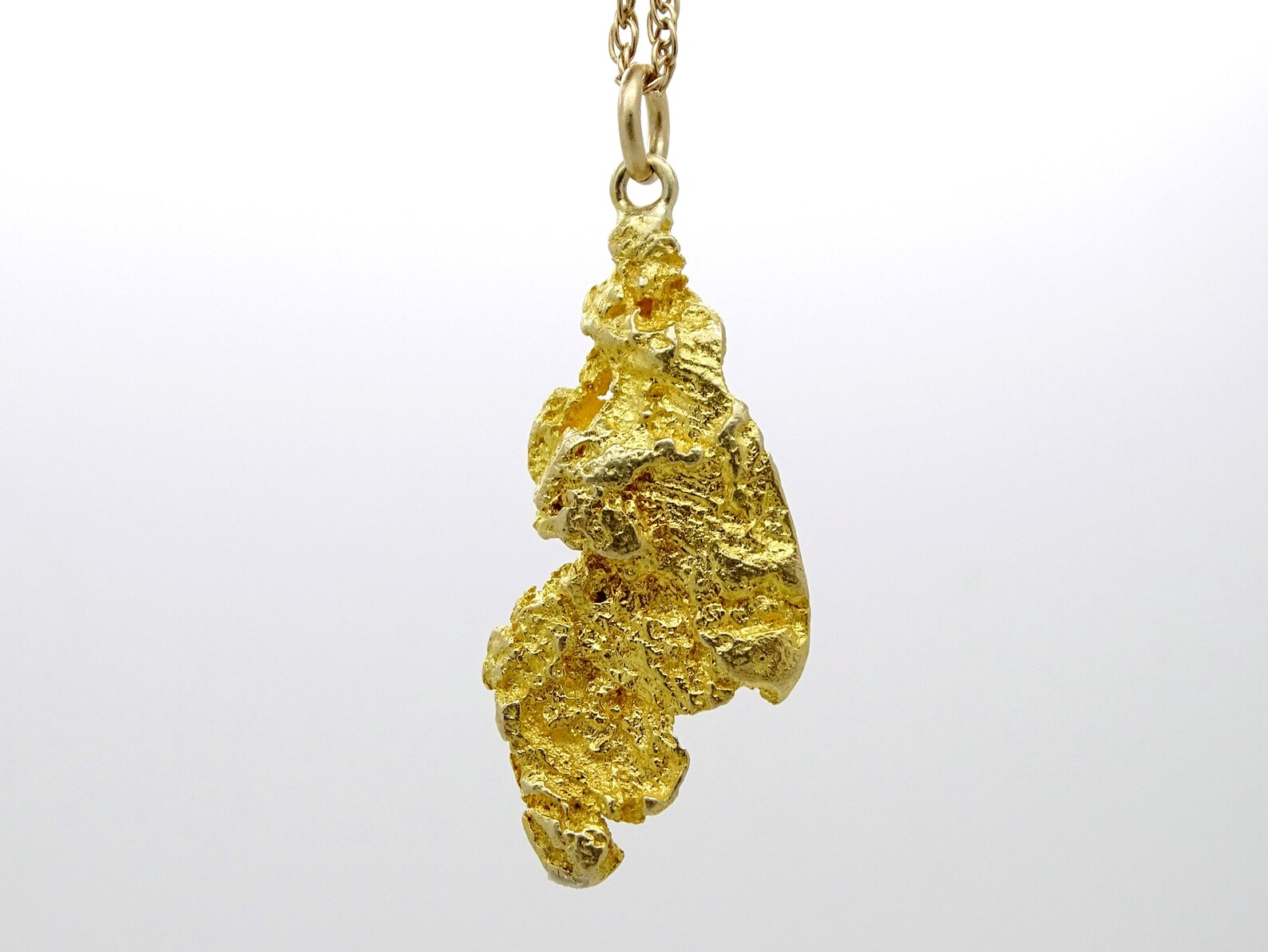 Collier Argent Pépite Sur Câble Nylon – Bijou Fait Main, Livraison Gratuite, Neuf