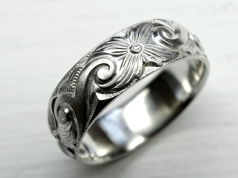 Flower Wedding Ring Silver Floral Silver Ring Boho Wedding Etsy