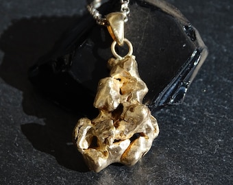 large molten gold pendant, raw gold nugget pendant 14k gold,  viking nugget pendant gold, layering necklace, Gold rush pendant unique gift