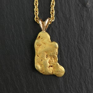 chunky gold nugget pendant, raw gold nugget necklace, Canada gold nugget pendant, gold mining pendant gift for him, gold rush jewelry