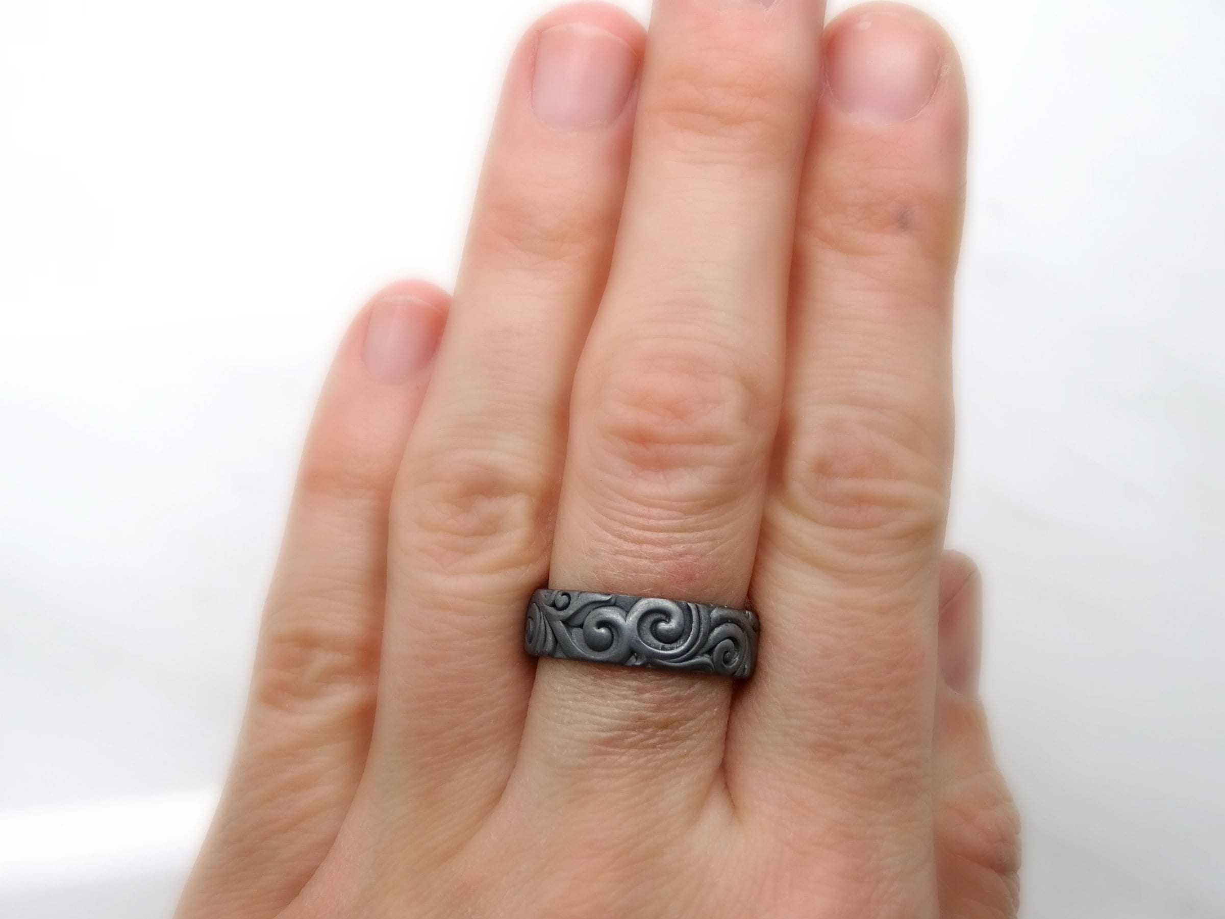 Viking Wedding Ring Black Silver Ring Bold Engagement Ring Etsy