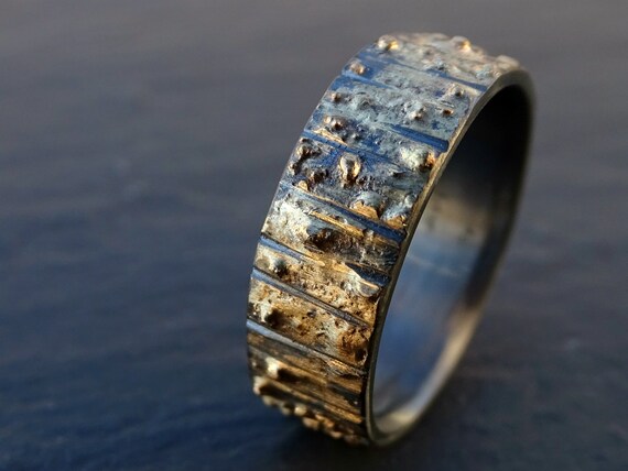 Woodland Wedding Ring Viking Wedding Band For Men Tree Bark Etsy