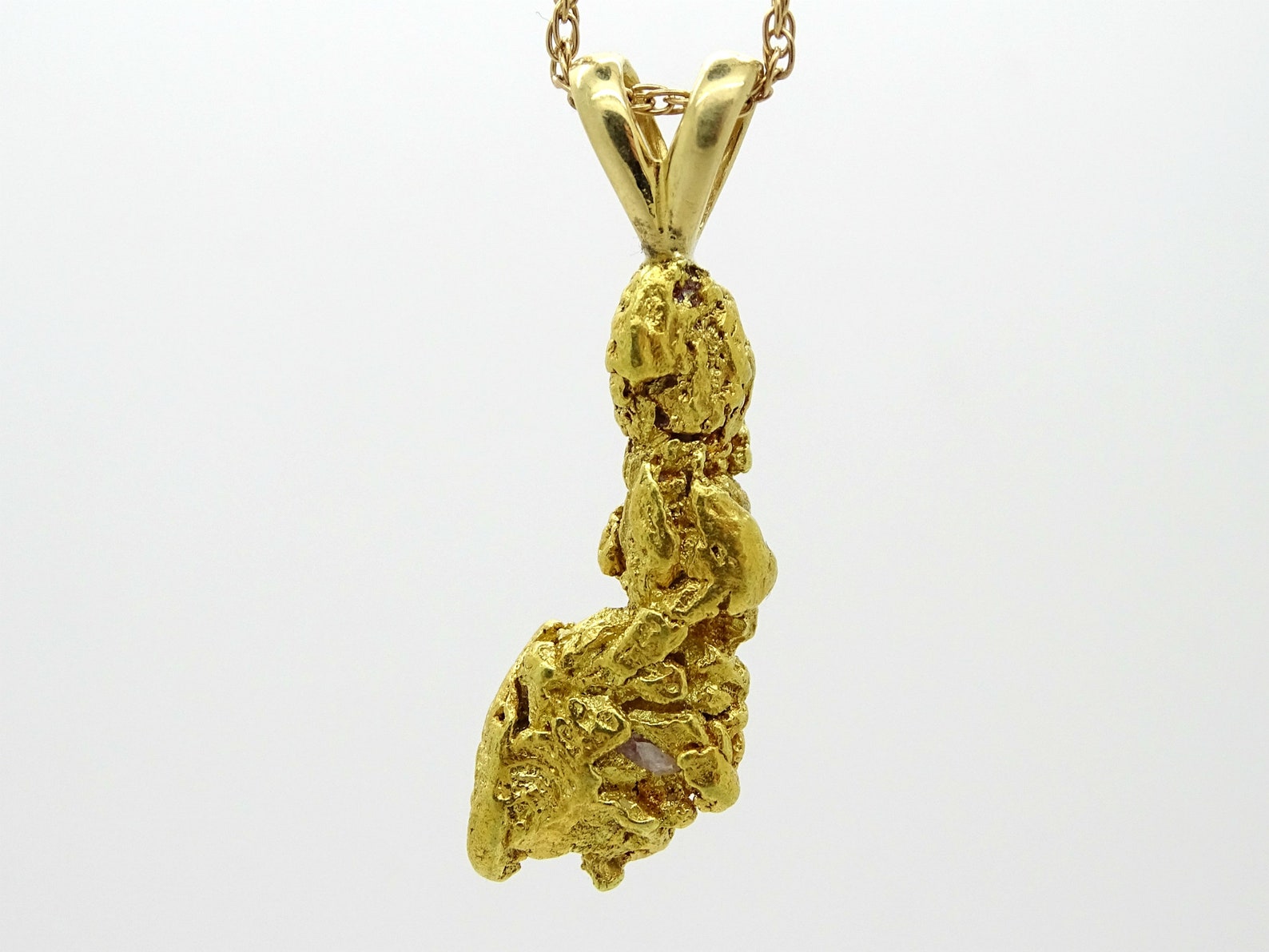 Big Gold Nugget Pendant Mens Gold Nugget Necklace Real Gold Etsy
