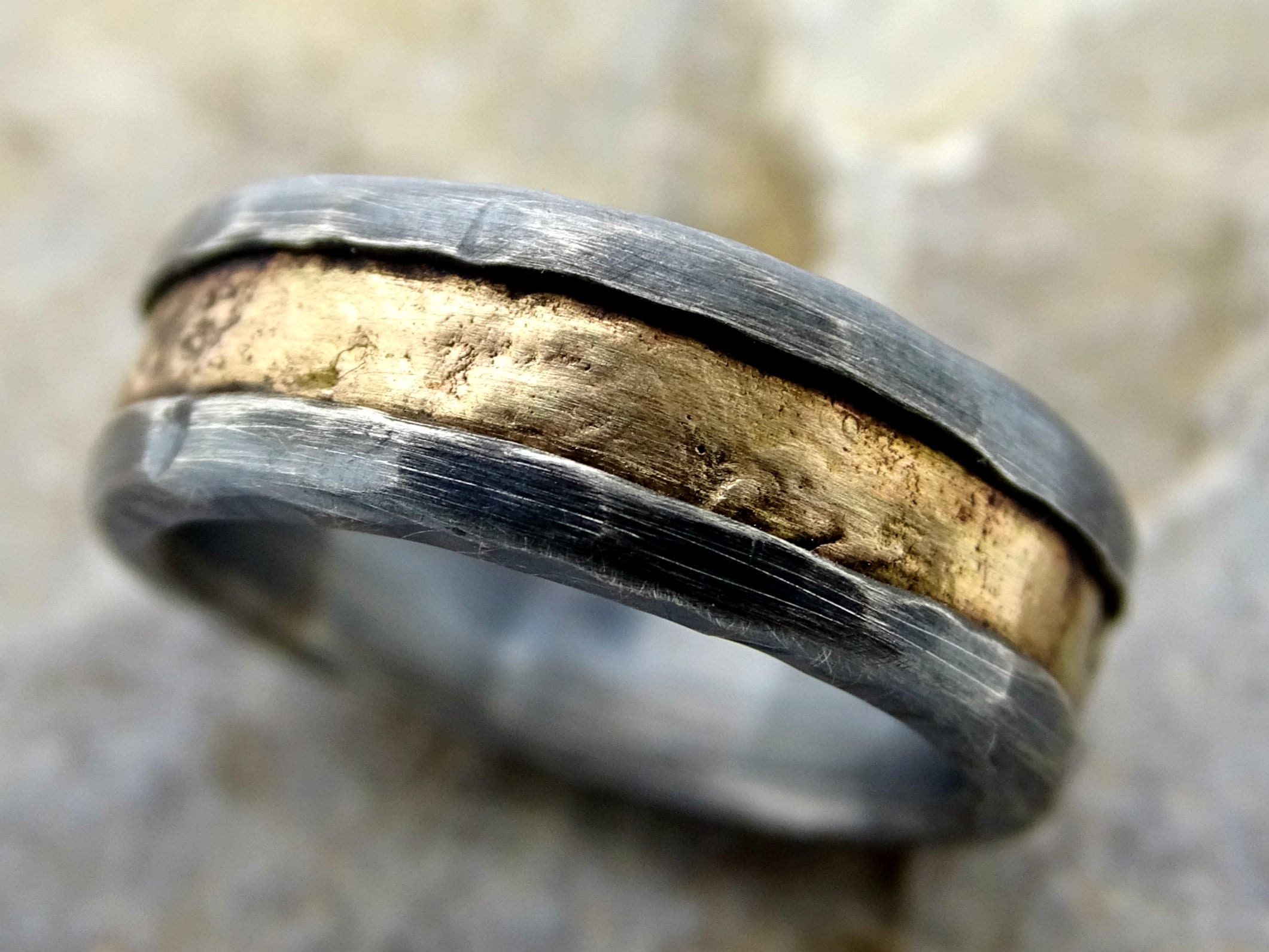 Viking Wedding Ring Gold Mens Wedding Band Black Cool Mens | Etsy