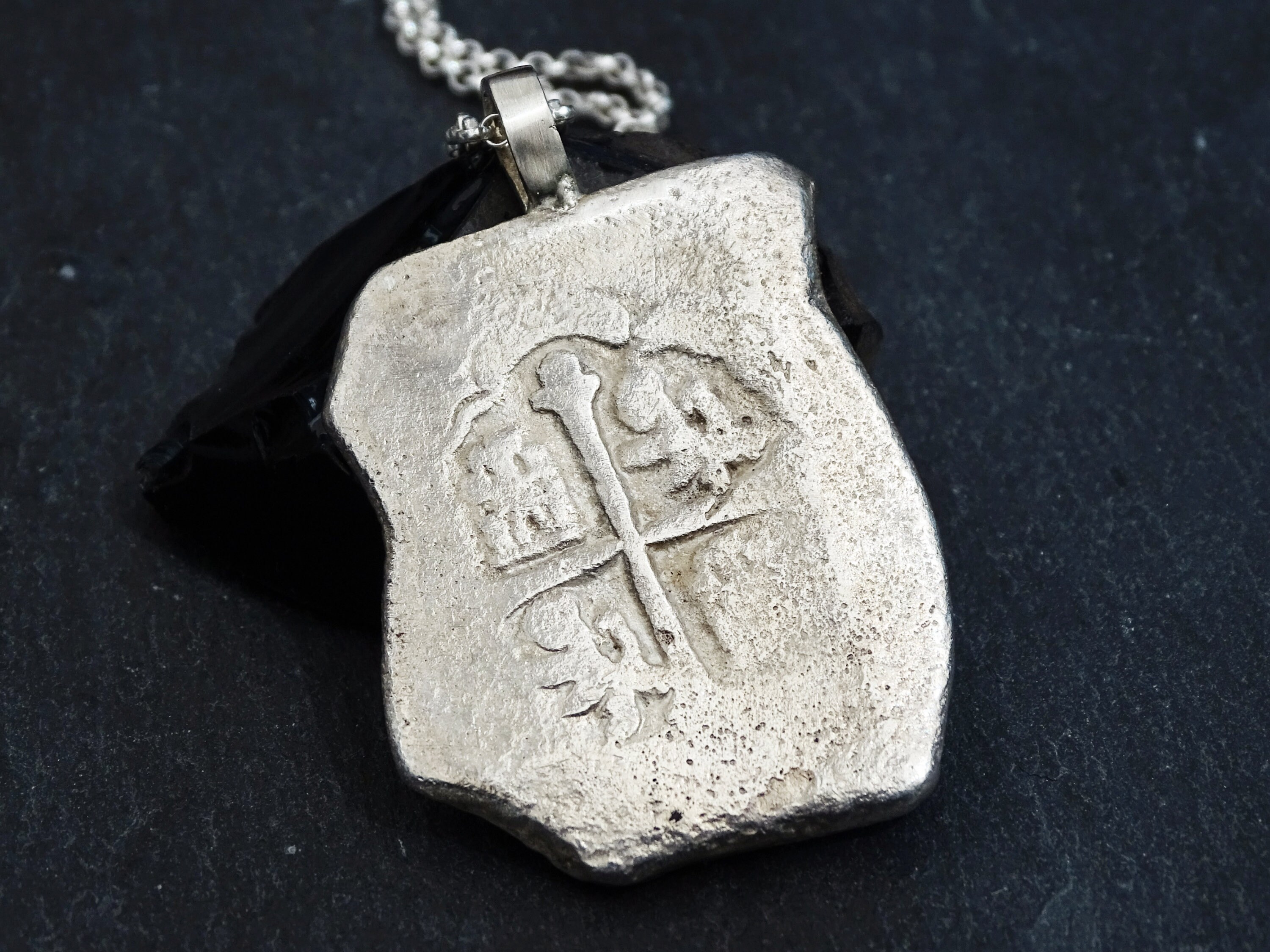 Spanish Treasure Coin Pendant Silver, Big Treasure Coin Silver Pendant, Silver Treasure Coin Necklace, Unique Mens Necklace Gift for Husband