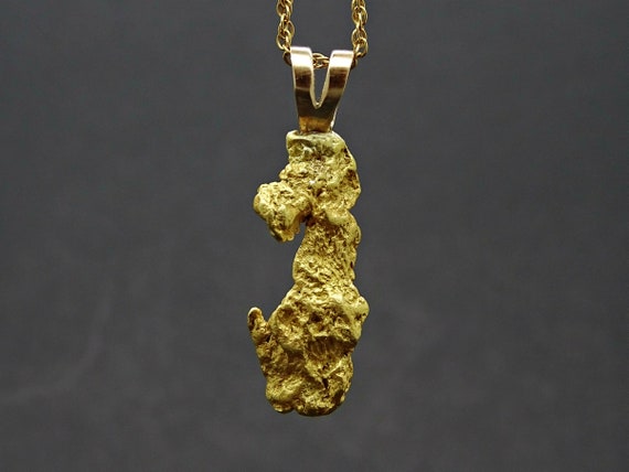 Natural Gold Nugget Pendant Raw Gold Nugget Necklace Real Gold