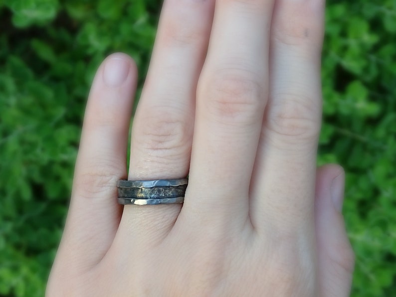 Viking Wedding Ring Black Gold Mens Wedding Band Rustic Gold Etsy