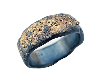 celtic wedding band for men, molten wedding ring gold silver, viking wedding band gold fused ring, rustic mens ring, galaxy ring for men