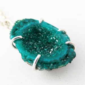 uncut dioptase pendant, emerald green dioptase necklace, raw crystal cluster pendant, rare gemstone pendant, gift for her, anniversary gift