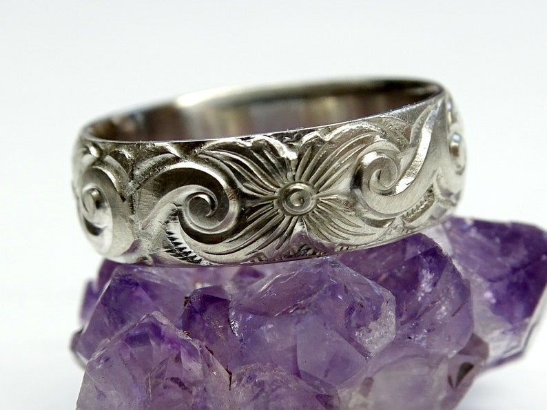 Flower Wedding Ring Silver Floral Silver Ring Boho Wedding Etsy