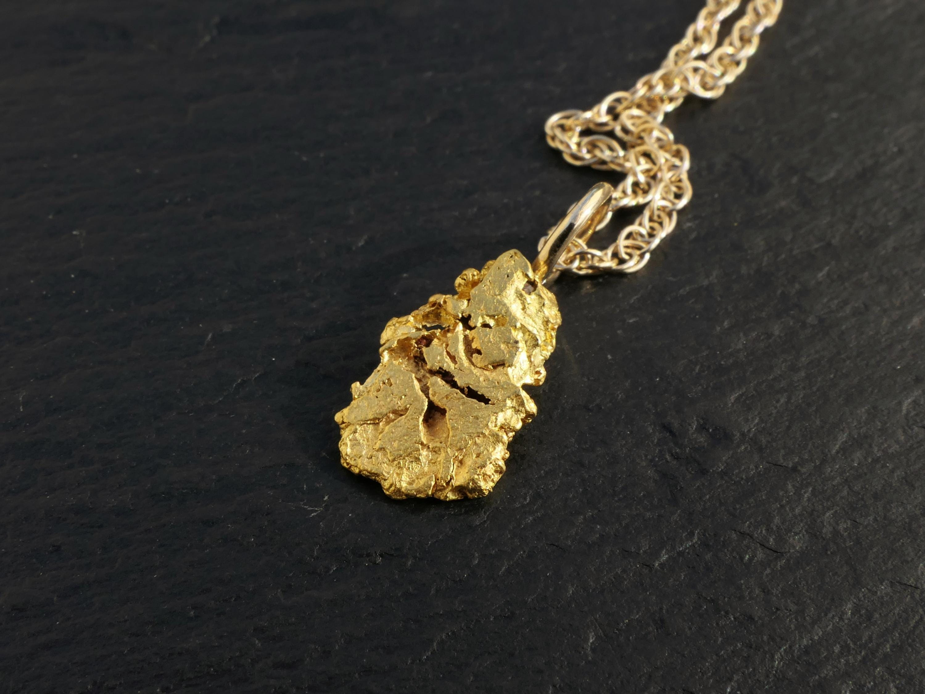 カリフォルニア産ゴールドナゲットチャームペンダント：天然22K