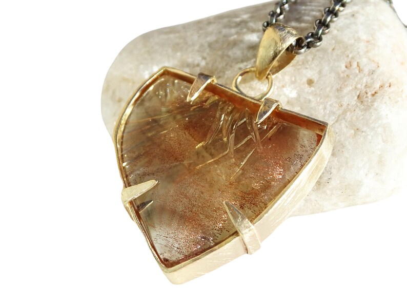 Unique Sunstone Pendant Oregon Sunstone Necklace Carved Etsy