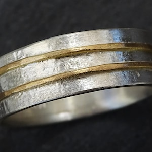contemporary wedding ring, wabi sabi ring, mens wedding band silver gold, rustic mens ring, viking wedding ring, unique engagement ring
