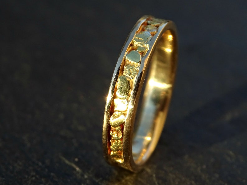 Gold nugget wedding band mens wedding ring gold nugget Etsy