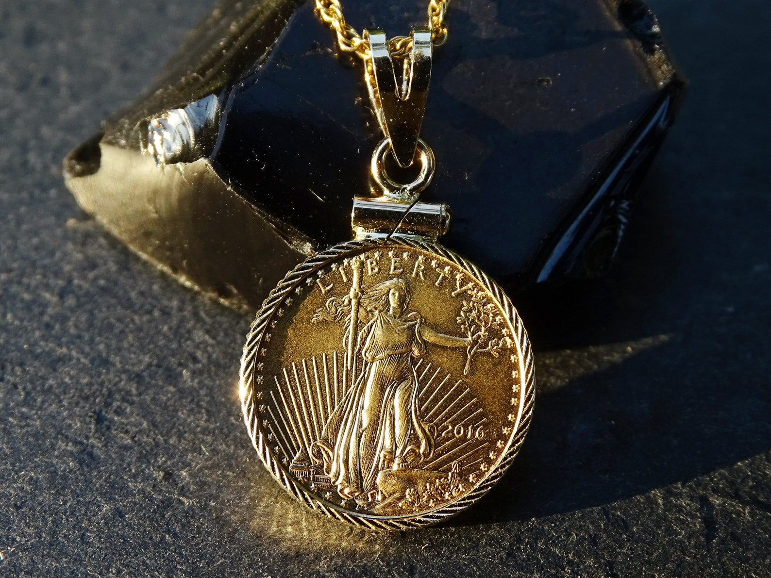 American Gold Eagle Coin Pendant Liberty Gold Coin Pendant - Etsy