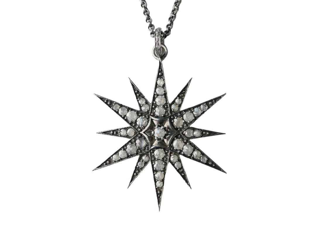 ■ENGBROX■ silver925 nacre star necklace EBNL25015SV Silver North Star Necklace, Sterling Silver Necklace, CZ