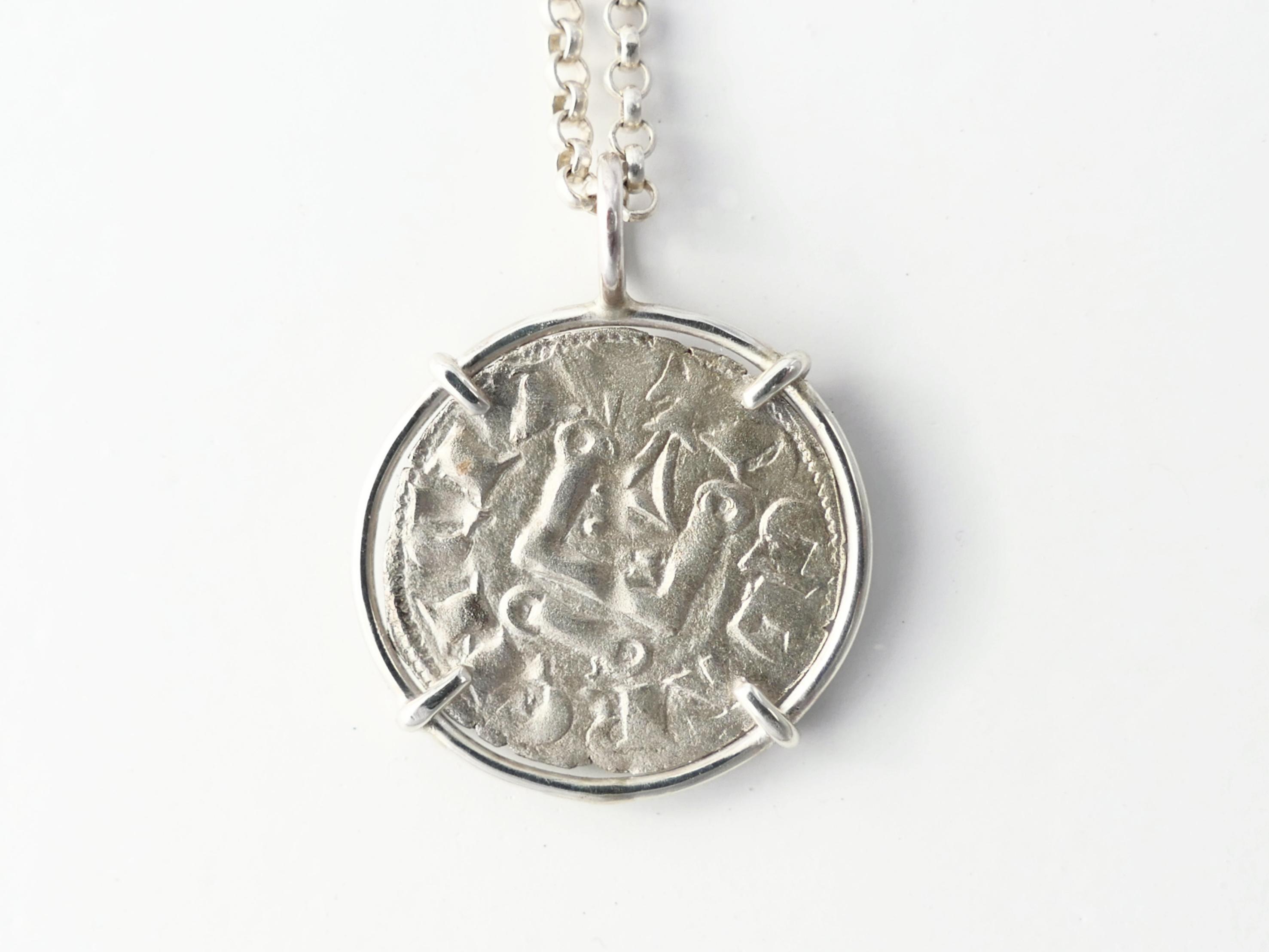 十字軍コインネックレス：本物の中世スターリングシルバーペンダント