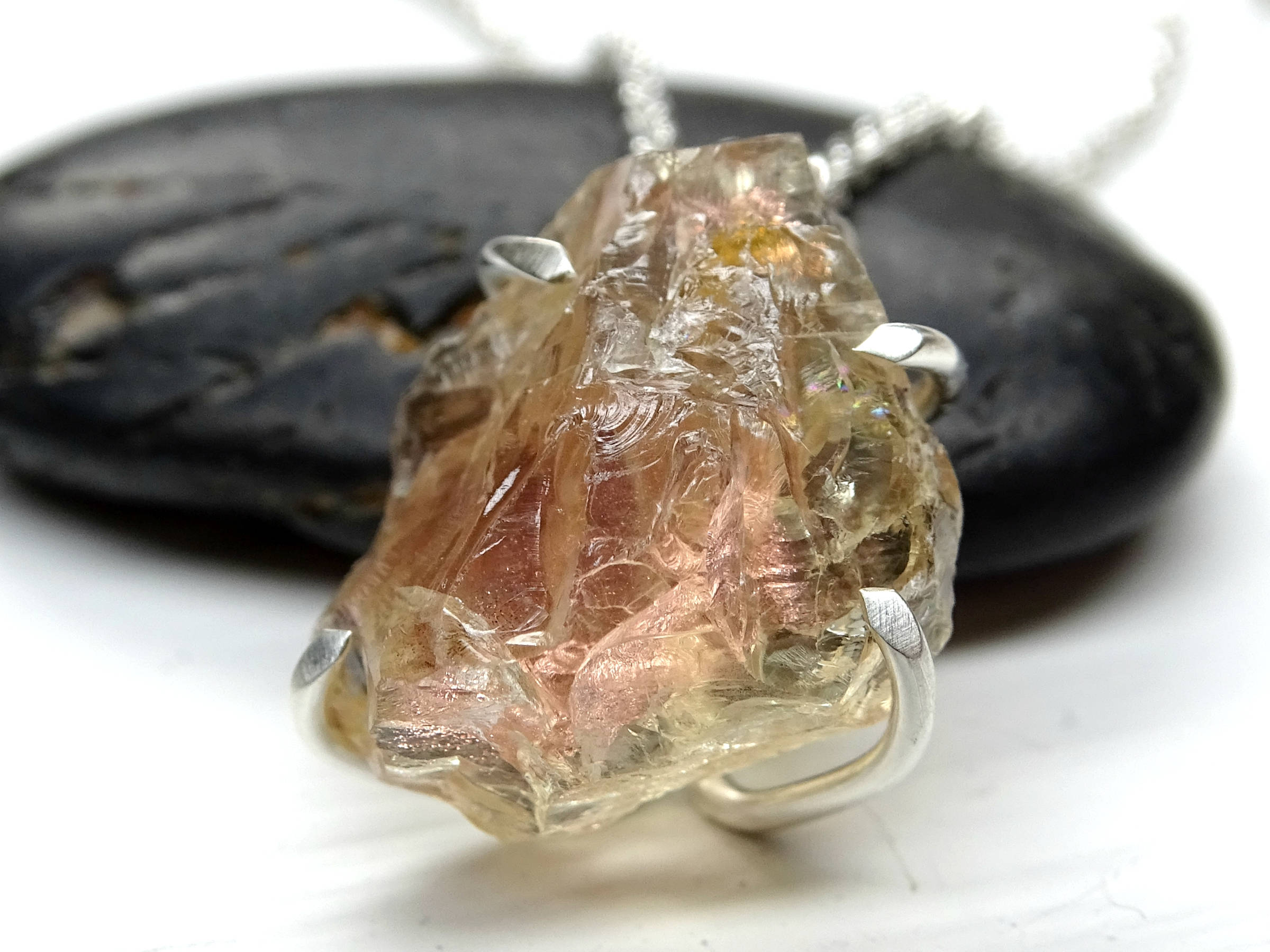 Oregon sunstone necklace raw sunstone pendant minimalist Etsy